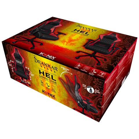 Drakkar 78441117720 sedia per videogioco Sedia da gaming per PC Seduta imbottita Nero, Rosso - Foto 4