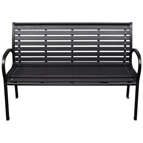 Panca da Giardino Nera 116 cm Acciaio e WPC - Foto 5