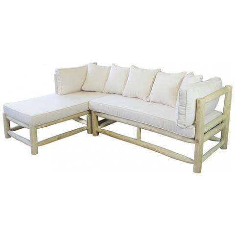 Divano Chaise Longue Con Penisola Con Struttura In Legno Di Teak E Cuscini Maldive - Foto 1