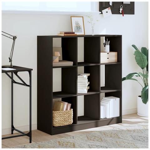 Libreria Nera 102x32x108 Cm In Legno Multistrato - Foto 3