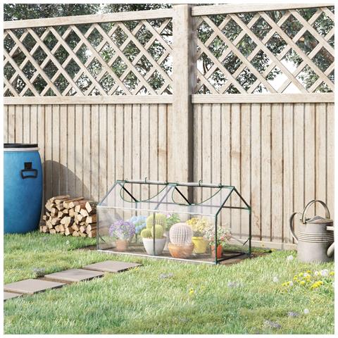 Mini Serra Da Giardino Con 2 Finestre Avvolgibili E Copertura Pvc Anti-uv, 120x60x60cm, Trasparente - Foto 6