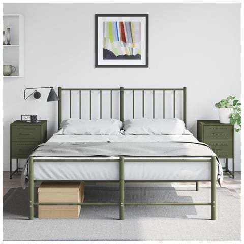 Comodini 2 Pz Verde Oliva 36x39x60,5 Cm In Acciaio - Foto 2