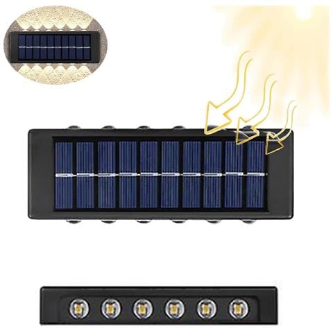 Applique Lampada 12 Led Muro Parete Solare Ip65 Bidirezionale Giardino Te-b0570 - Foto 2