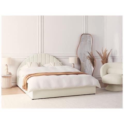 Letto Matrimoniale Contenitore Bouclé Bianco Sporco 160 X 200 Cm Chadenet - Foto 1