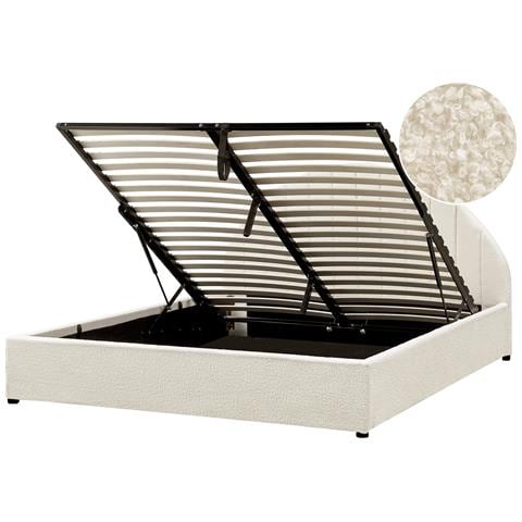 Letto Matrimoniale Contenitore Bouclé Bianco Sporco 160 X 200 Cm Chadenet - Foto 2