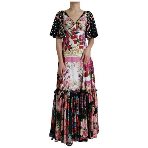 Abito Abito In Twill Di Seta Con Stampa Floreale Multicolor - It40-s - Foto 1