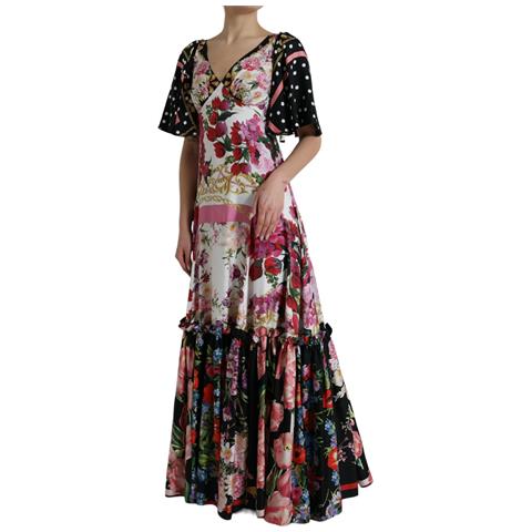 Abito Abito In Twill Di Seta Con Stampa Floreale Multicolor - It40-s - Foto 2