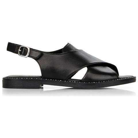 Black Casual Open Sandals Sandali Pelle Scarpe Donna Nero Eu 37, D3650-01 - Foto 1