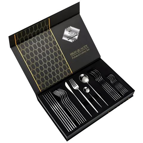 Set Di 24 Pezzi Di Posate Eleganti Per 6 Persone, Argento - Foto 1