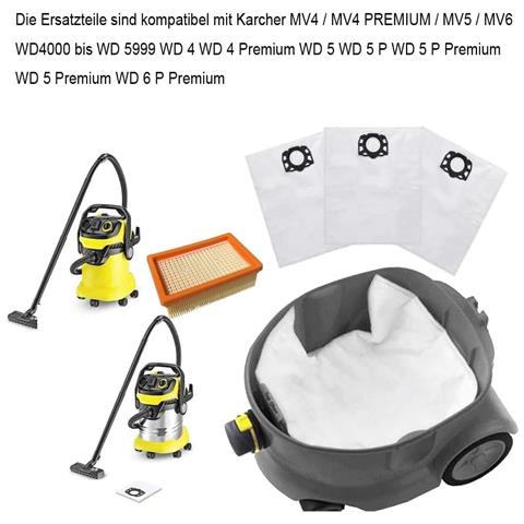 Filtro A Sacchetto Per La Polvere Per Kärcher Wd4 Wd5 Wd6 P Wd5 P Wd6 P Premium Mv4 Mv5 Mv6 - Foto 2