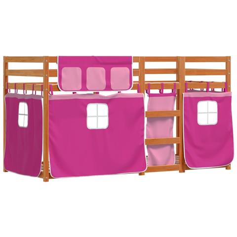 Letto A Castello Senza Materasso Rosa 75x190 Cm Legno Di Pino - Foto 3