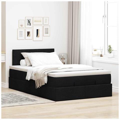 Pouf Letto Con Materasso Nero 120x200 Cm In Tessuto - Foto 3