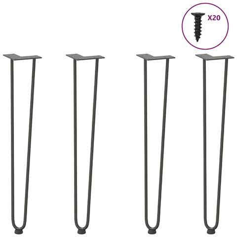 Gambe Tavolo A Forcina 4 Pz Antracite 72 Cm Acciaio Massiccio - Foto 1