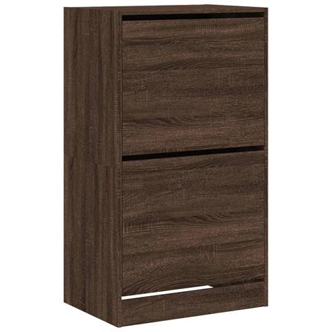 Scarpiera Con 2 Cassetti Ribaltabili Rovere Marrone 60x42x108cm - Foto 1