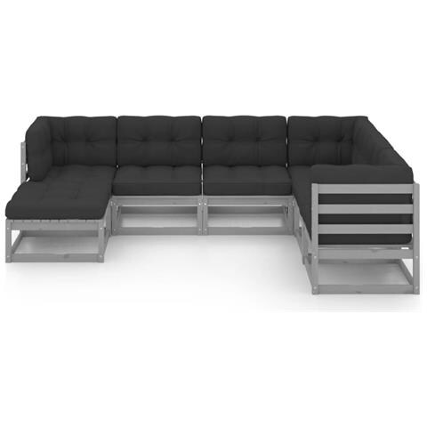 Lusso Casadino - Set Salotto Giardino 7 Pz Cuscini Antracite Legno Massello Pino - Foto 2