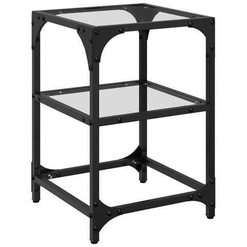 Lusso Casadino -  Tavolino Salotto Con Piano Vetro Trasparente 30x30x45cm Acciaio - Foto 1