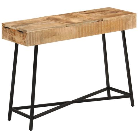 Toeletta 105x35x75cm Legno Massello Mango Grezzo E Ferro - Foto 2