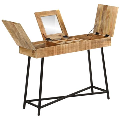 Toeletta 105x35x75cm Legno Massello Mango Grezzo E Ferro - Foto 1