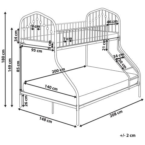 Letto A Castello Metallo Chamonix 90/140 X 200 Cm Nero - Foto 2