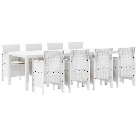 Set da Pranzo da Giardino da 9 Pezzi con Cuscini Grigio Chiaro in Polyrattan - Foto 1