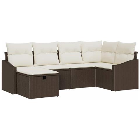 Set Divano Giardino con Cuscini Marrone Polyrattan - Foto 1