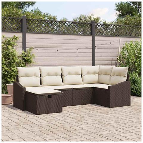 Set Divano Giardino con Cuscini Marrone Polyrattan - Foto 2