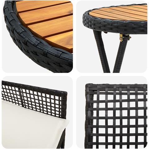 Set Bistro da Giardino in 3 Pezzi con Cuscini - Rattan Nero - Foto 9