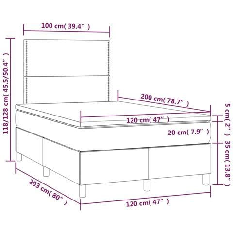Giroletto a Molle con Materasso e LED Nero 120x200cm Similpelle - Foto 8