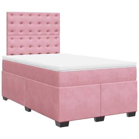 Giroletto a Molle con Materasso Rosa 120x190 cm in Velluto - Foto 1
