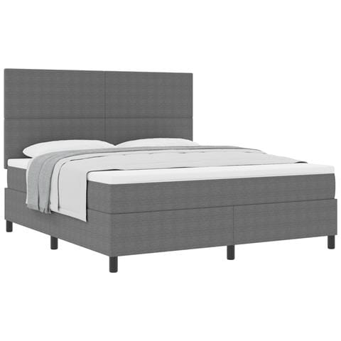 Letto a Rete con Materasso Grigio Chiaro Super King Tessuto in Corduroy - Foto 1