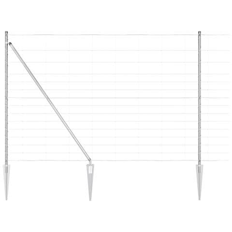Recinzione da Campo 1.6x25 m Acciaio Zincato, Posti di Recinzione con Punta 13 pcs Ø32 mm 180 cm Acciaio Zincato - Foto 1