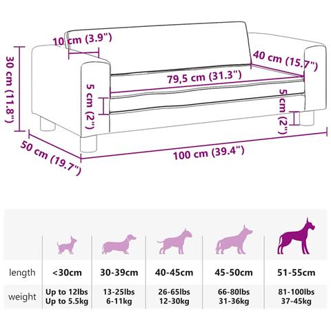 Lettino Cani con Estensione Cappuccino 100x50x30 cm Similpelle - Foto 9