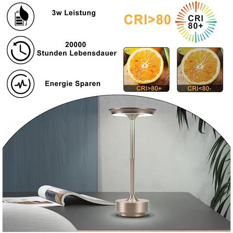 Lampada Da Tavolo A Led, Lampada Da Comodino Senza Fili, Dimmerabile Al Tocco, Davanzale, Soggiorno - Foto 7