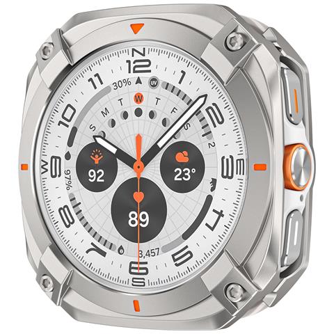 Custodia Protettiva Cyber Hollow Compatibile Con Samsung Ultra E Samsung Galaxy Watch7, Design Robusto In Lega Di Zinco E Pc Silver - Foto 2