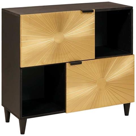 Mobile laterale con archiviazione Nero e Oro 80 x 33.5 x 75 cm - Foto 1