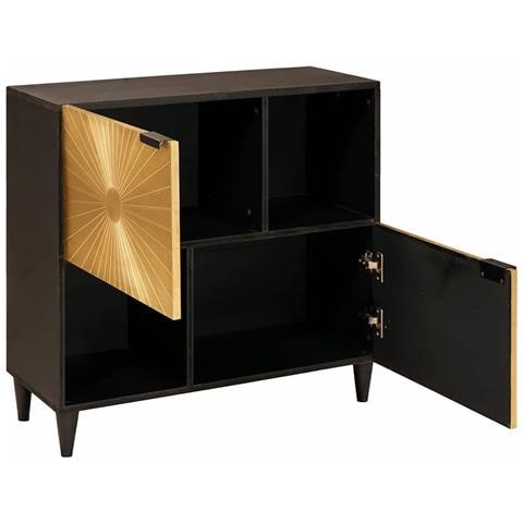 Mobile laterale con archiviazione Nero e Oro 80 x 33.5 x 75 cm - Foto 2