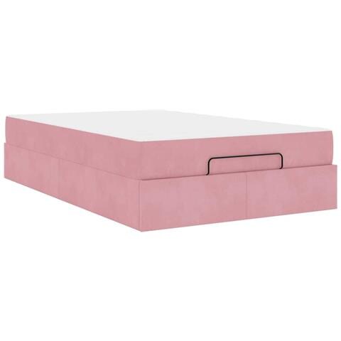 Struttura del letto con materasso Rosa 140 x 190 cm Velluto - Foto 1