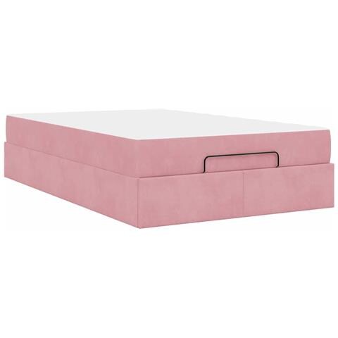 Struttura del letto con materasso Rosa 140 x 190 cm Velluto - Foto 9