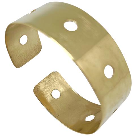 Bracciale Largo In Ottone, Placcato Oro, Design Camino - Foto 1