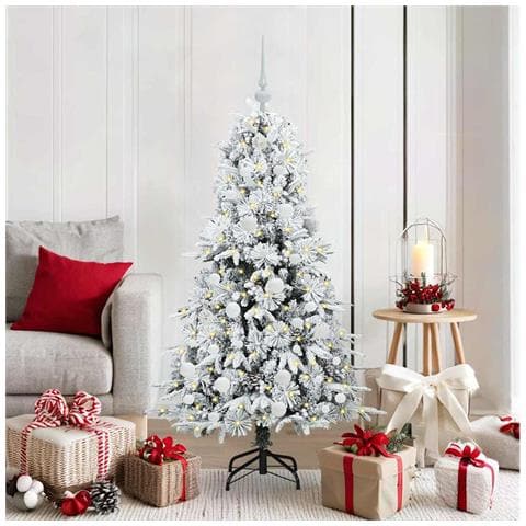 Albero di Natale Artificiale con Rami Pieghevoli Bianco 150 cm - Foto 2