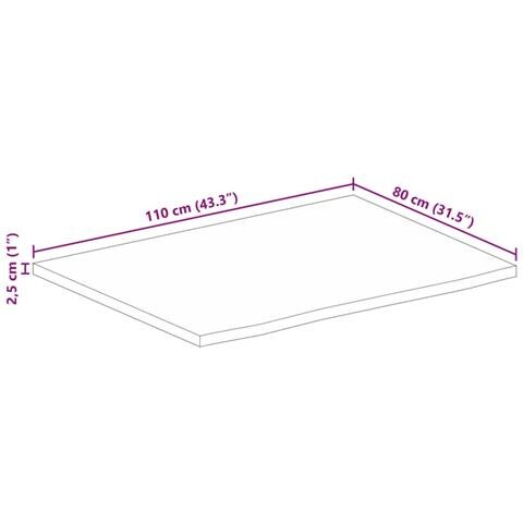 Piano Tavolo Bordi Vivi 110x80x2,5cm in Legno Massello di Mango - Foto 9