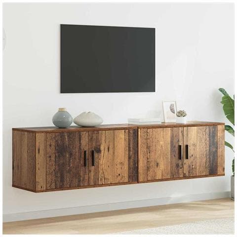 Set Mobile TV da Parete 2 pcs Legno vecchio 80 x 34,5 x 40 cm - Foto 2