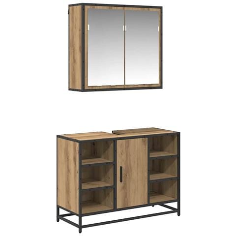 Set di mobili per il bagno con porta 2 pcs Rovere artigianale - Foto 1