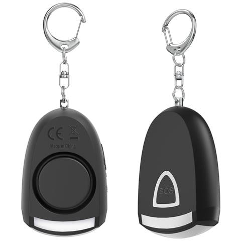 Portachiavi Di Allarme Di Sicurezza Personale Ricaricabile Con Sos 130db E Luce Led Black - Foto 2