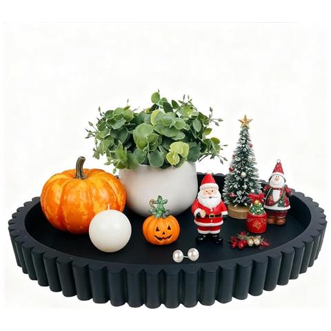 Vassoio Grande Rotondo Ondulato In Silicone - 30,5 Cm, Organizer Decorativo E Funzionale Black - Foto 1