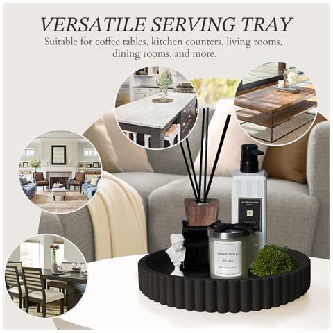 Vassoio Grande Rotondo Ondulato In Silicone - 30,5 Cm, Organizer Decorativo E Funzionale Black - Foto 4