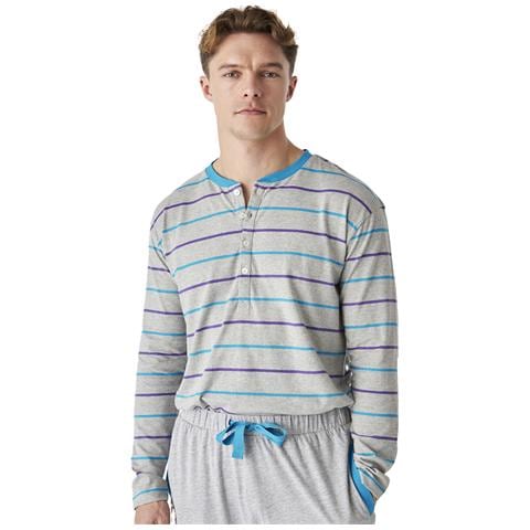 Pigiama Uomo Semichiuso In Cotone A Maniche Lunghe Jjbep5500 - Foto 2