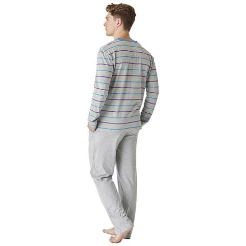 Pigiama Uomo Semichiuso In Cotone A Maniche Lunghe Jjbep5500 - Foto 3