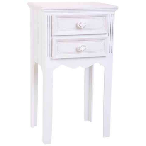 Comodino In Legno Con 2 Cassetti Bianchi 38x28x69. - Foto 1