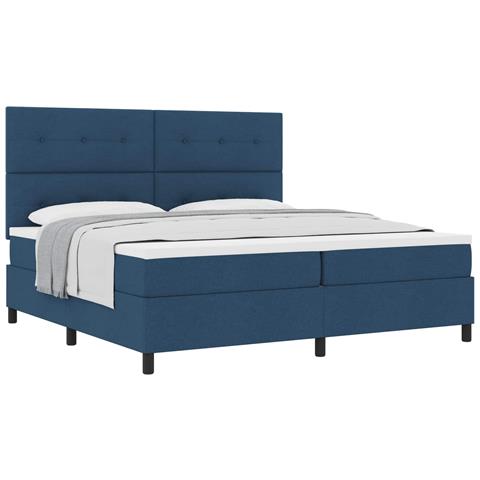 Letto a molle con materasso Blu 200 x 200 cm Tessuto - Foto 1